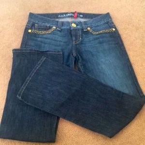 Beautiful “Guess”Gold Rhinestone Accented Boot Cut Jeans
